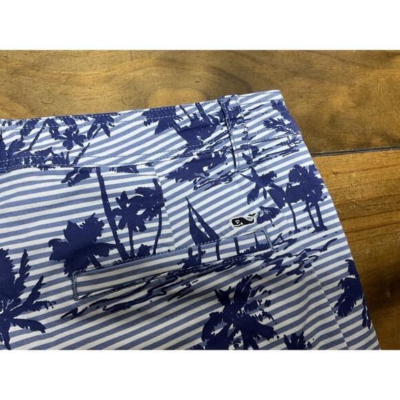 VINEYARD VINES Pants Women 4 Blue Tropical Island Striped Skinny Chino Palm Tree - Picture 7 of 10